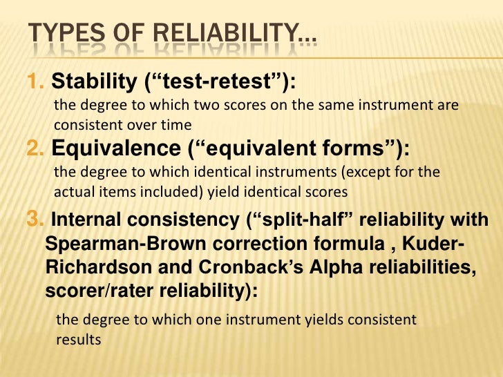 reliability and validity examples reliability statistics